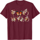 Two Wild 2nd Birthday Outfit Girl Wildflower Butterfly T-Shirt - T-Shirt | Maroon