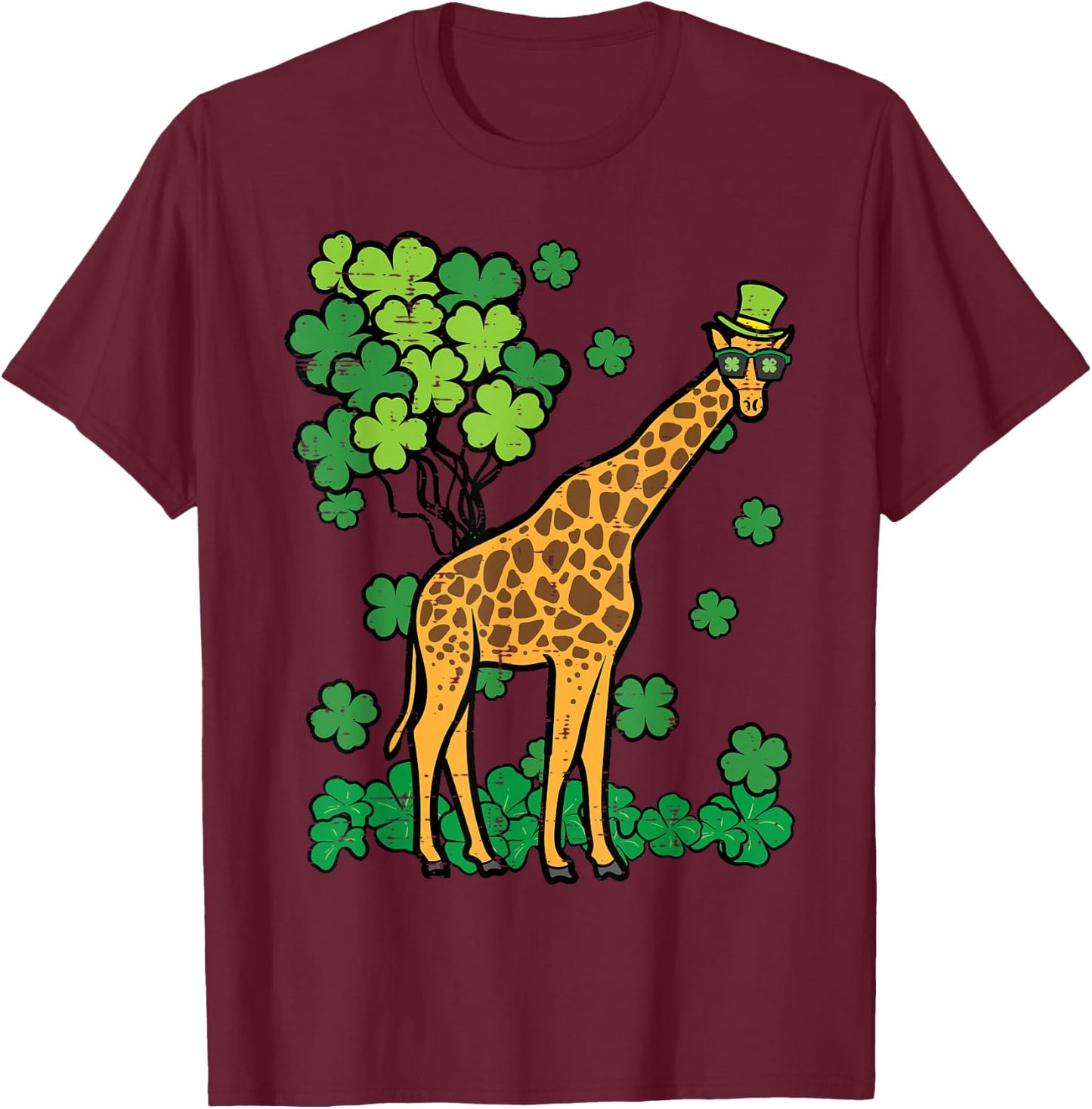 St Patricks Day Giraffe Saint Pattys Paddys Kids Men Women T-Shirt - T-Shirt | Maroon