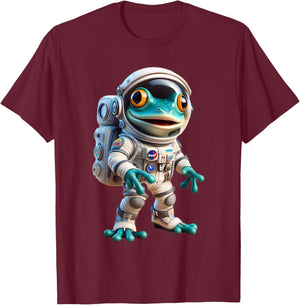 Cute Frog Astronaut Helmet Space Men Women Kids T-Shirt - T-Shirt | Maroon