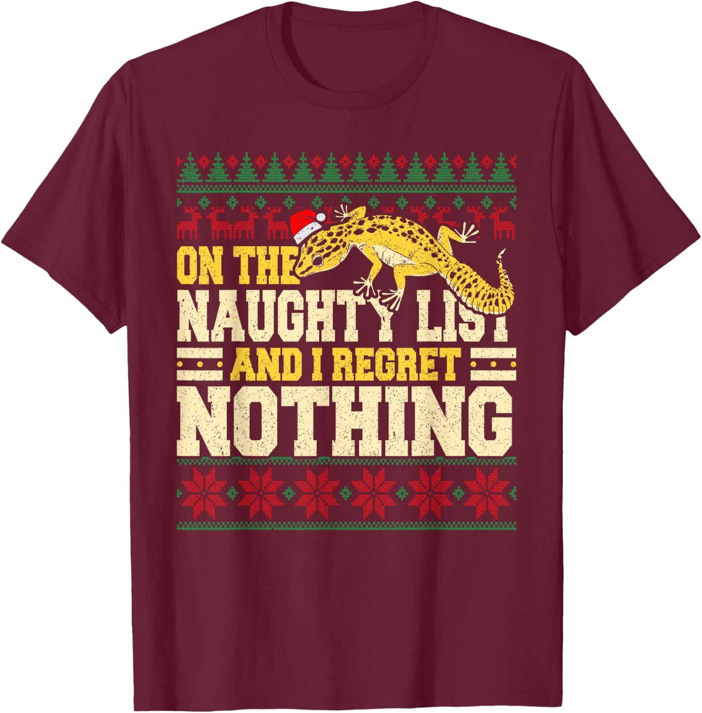 Funny Lizard Reptile - Tiny Dragon Leopard Gecko Christmas T-Shirt - T-Shirt | Maroon