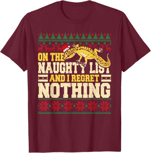 Funny Lizard Reptile - Tiny Dragon Leopard Gecko Christmas T-Shirt - T-Shirt | Maroon