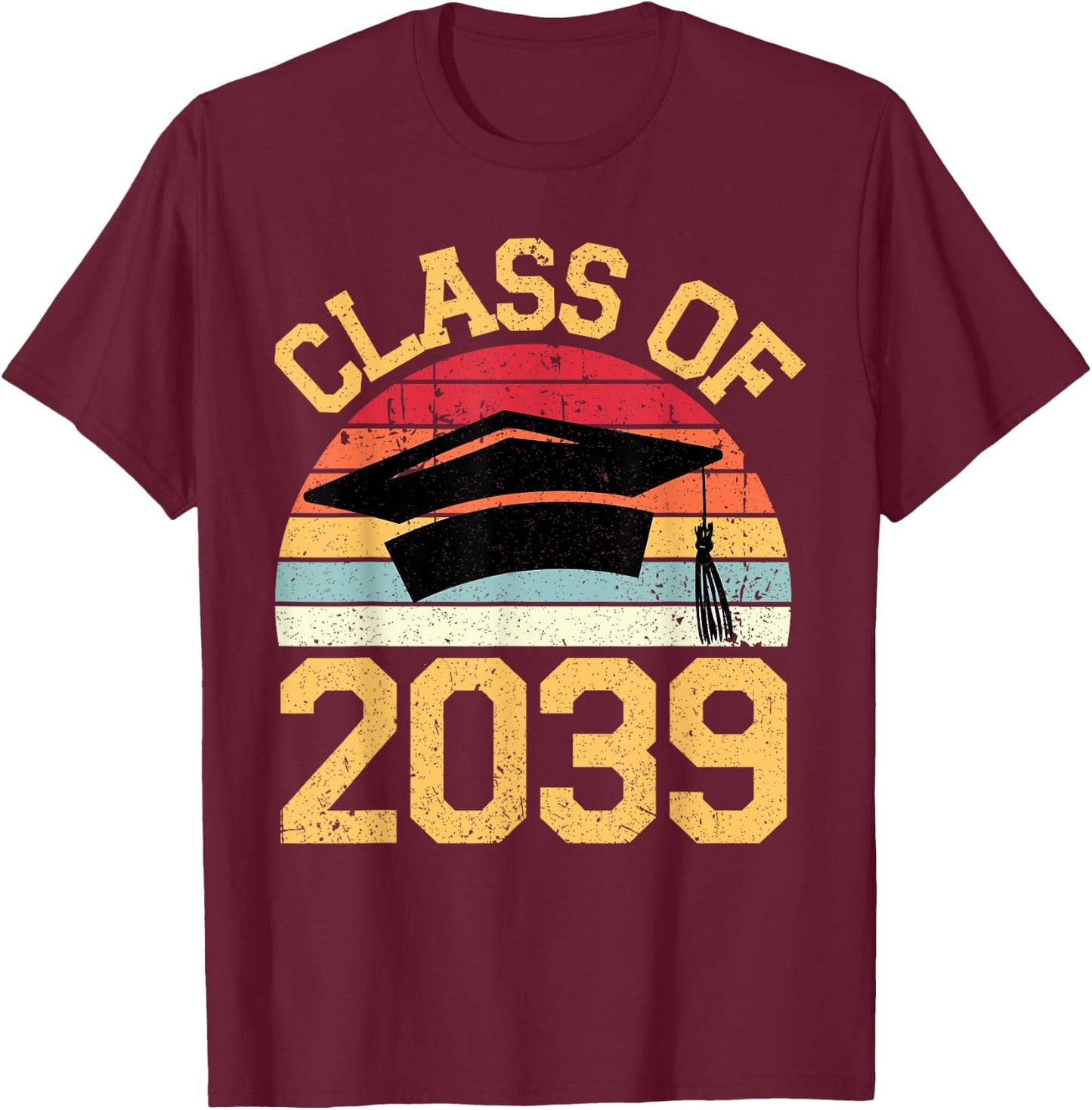 Class of 2039 Grow With Me First Day of School Graduation T-Shirt - T-Shirt | Maroon