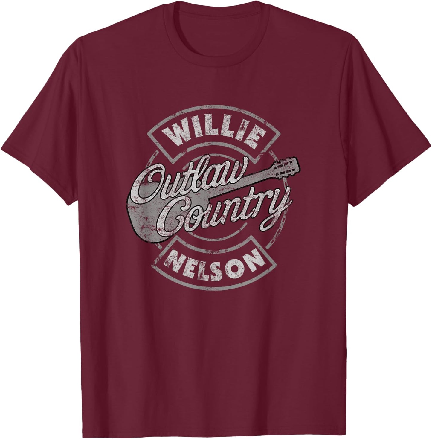 Offizielles Willie Nelson Outlaw Country T-Shirt - T-Shirt | Maroon