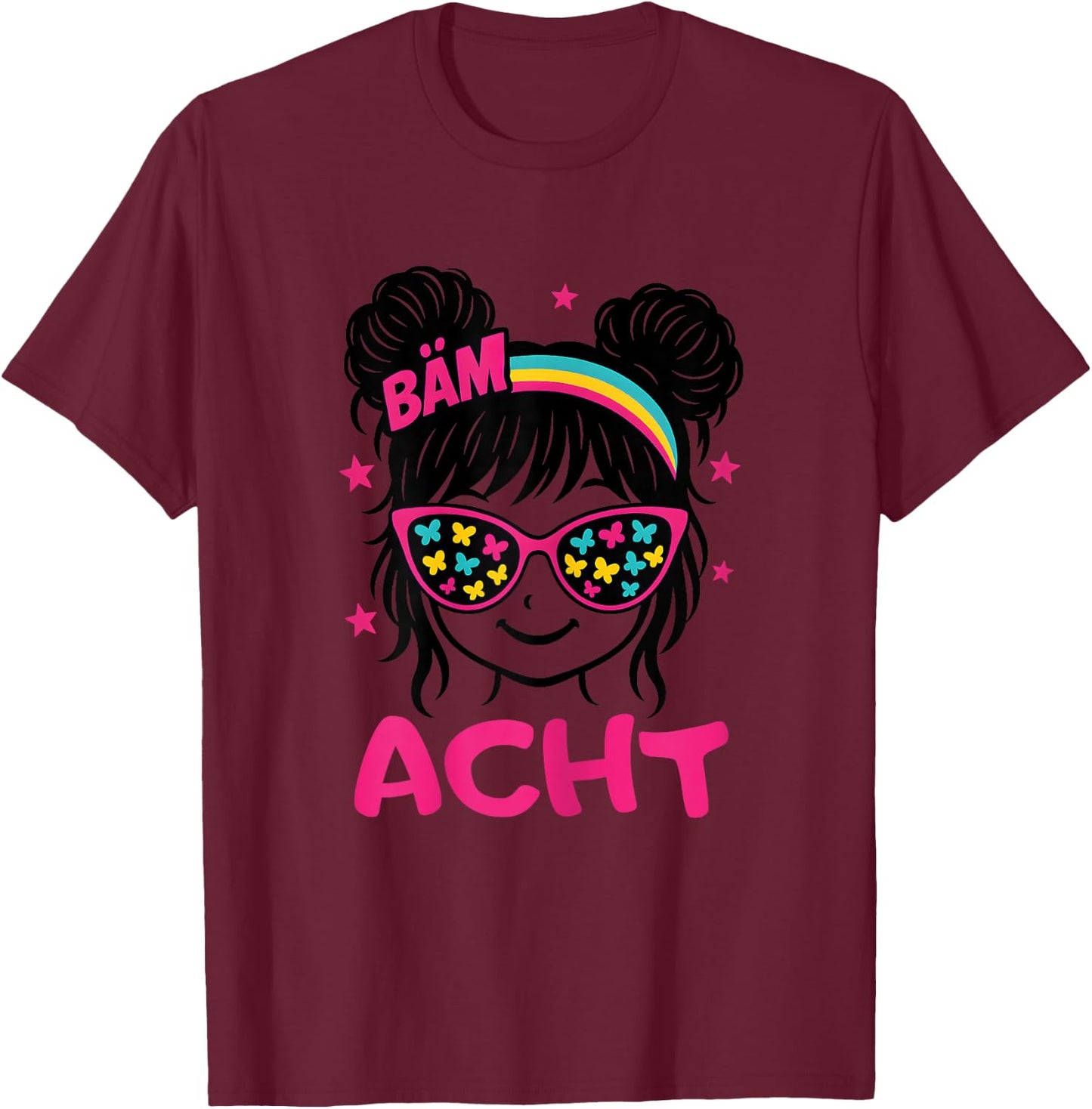 Geburtstagsshirt 8 Jahre Mädchen Geschenk – Bäm Acht T-Shirt - T-Shirt | Maroon