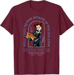 Disney Hocus Pocus Winifred Sanderson I Want My Book T-Shirt - T-Shirt | Maroon