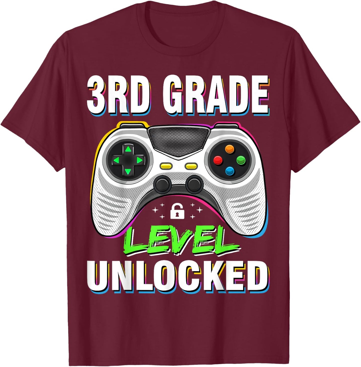 Level 3rd Grade Unlocked Back To School First Day Boys Girls T-Shirt - T-Shirt | Maroon