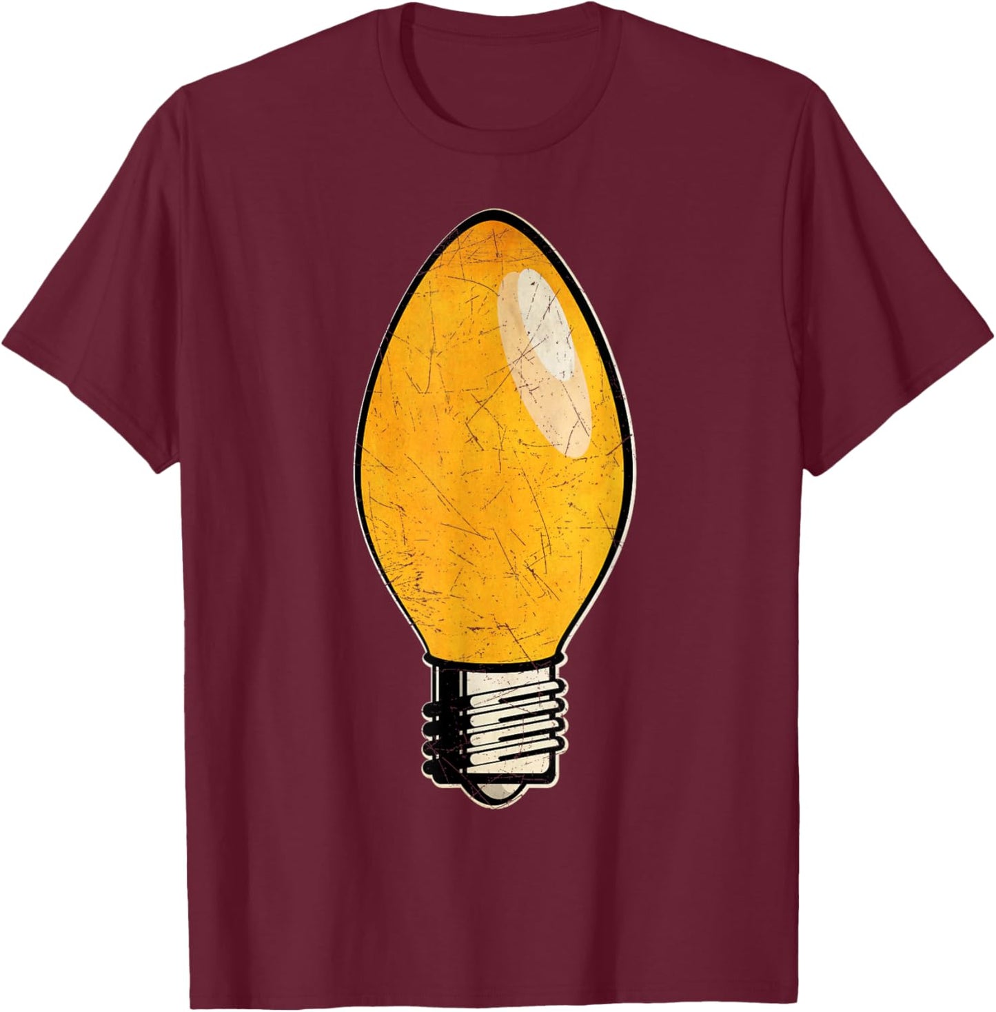 Vintage Orange Christmas Tree Light Bulb T-Shirt - T-Shirt | Maroon