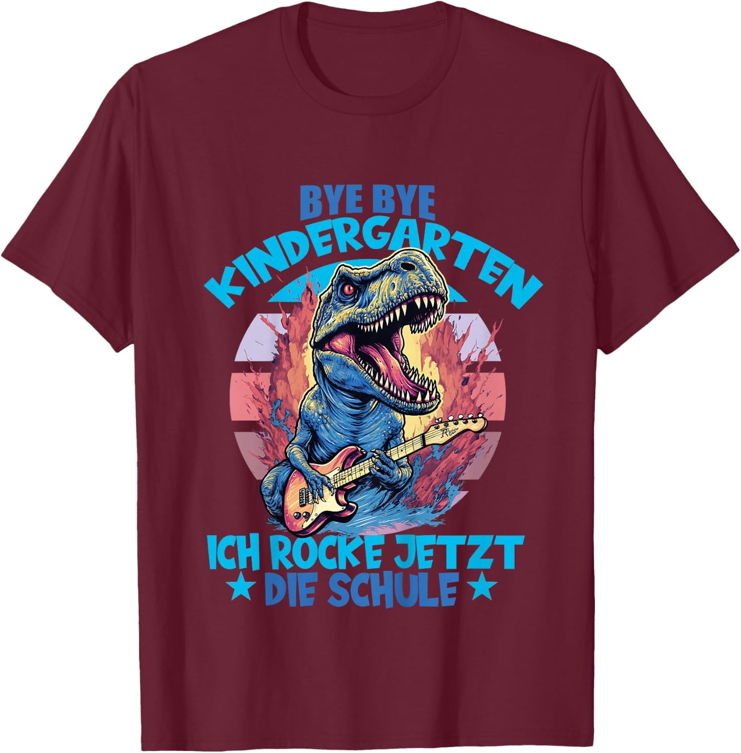 Bye Bye Kindergarten mit Dino für Schulkind zum Schulanfang T-Shirt - T-Shirt | Maroon