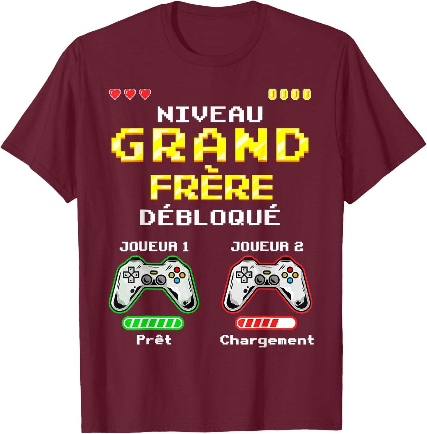 Big Brother Level Unlocked Gamer, Soon Future Big Brother , Black, S T-Shirt - T-Shirt | Maroon