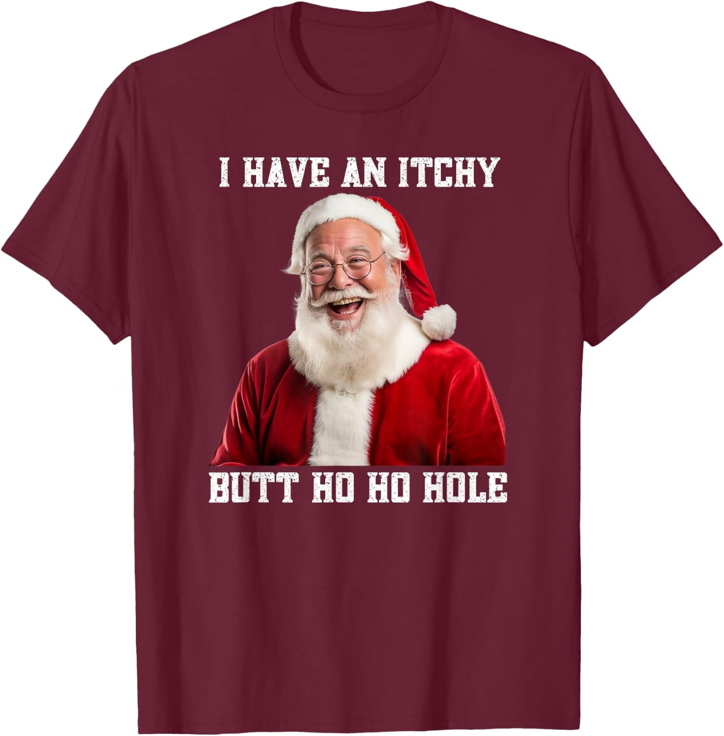 Childish Santa Bum Joke Rude Embarrassing Christmas Immature T-Shirt - T-Shirt | Maroon
