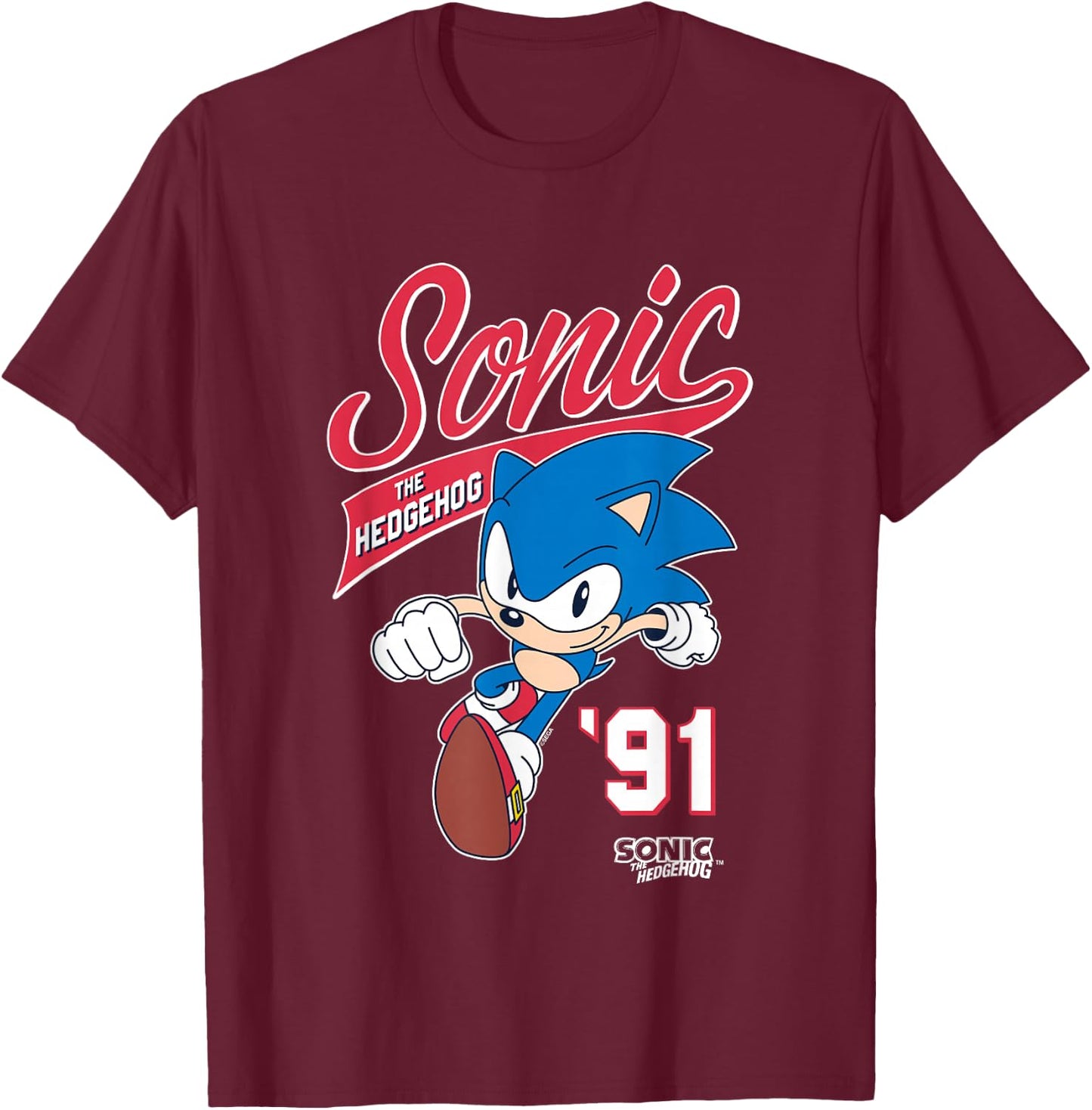 Sonic The Hedgehog '91 Epic Run Sports Style Logo T-Shirt - T-Shirt | Maroon