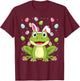 Frog Happy Easter Egg Hunt Bunny Ear Frog Easter T-Shirt - T-Shirt | Maroon