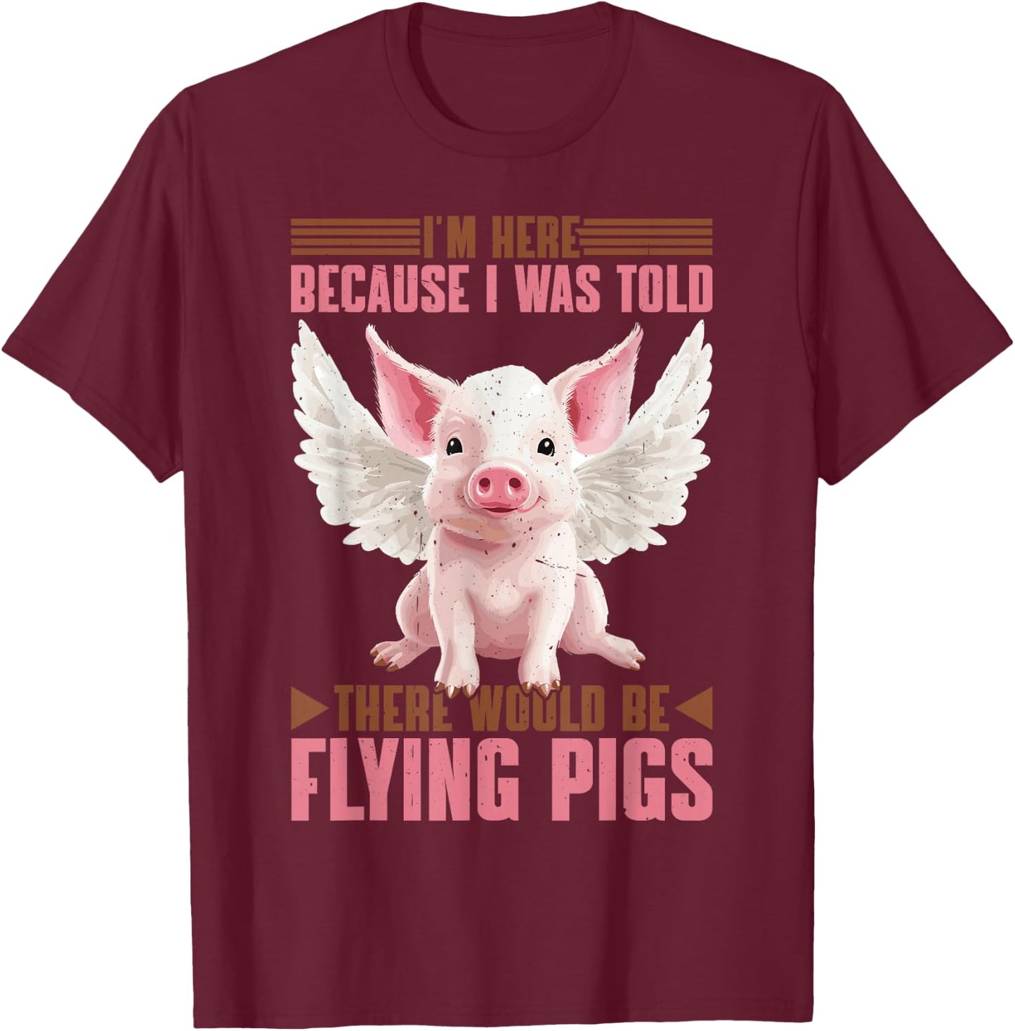 Flying Pigs FH -Adults - Black - Small - Short Sleeve - Cotton 60%, Polyester 40% T-Shirt - T-Shirt | Maroon