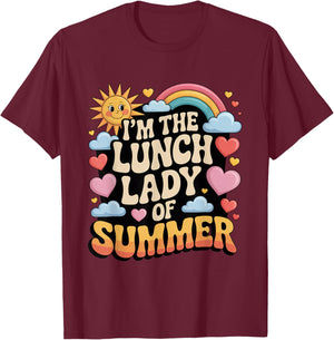 I'm The Lunch Lady of Summer Groovy Retro School Cafeteria T-Shirt - T-Shirt | Maroon