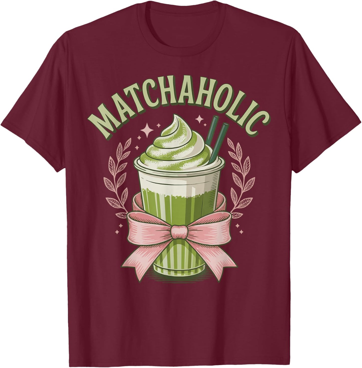 Matchaholic Matcha T-Shirt - T-Shirt | Maroon