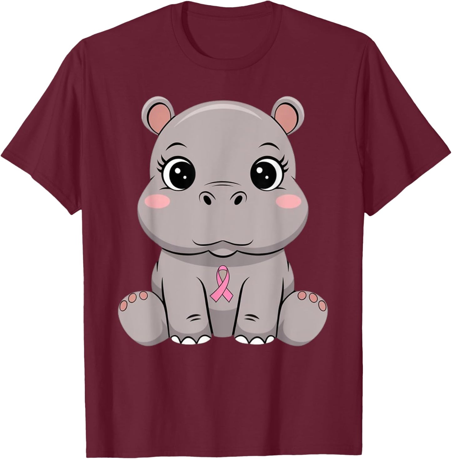 Ruban rose hippopotame espoir T-Shirt - T-Shirt | Maroon