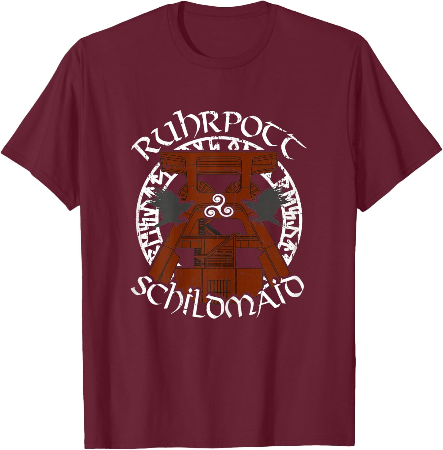 Damen Ruhrpott Schildmaid Runenkreis Zeche Nrw Wikinger Schildmaid T-Shirt - T-Shirt | Maroon