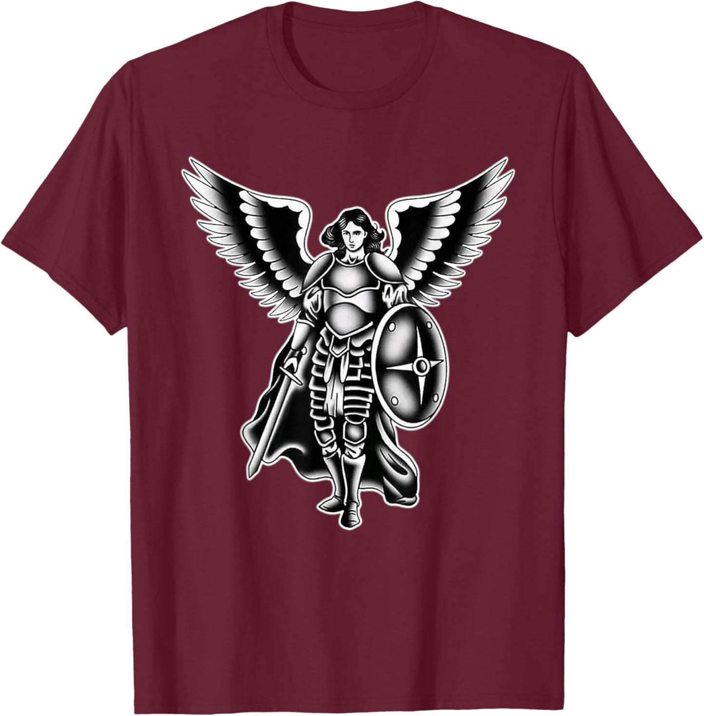 Archangel Michael Saint Angel Warrior T-Shirt - T-Shirt | Maroon