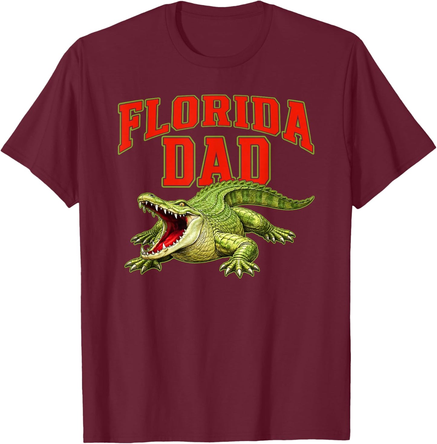 Vintage Florida Dad Alligator Happy Father's Day Crocodile T-Shirt - T-Shirt | Maroon
