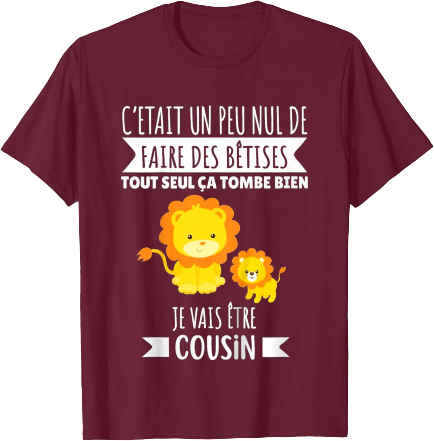 Child Future Cousin Announcement Pregnancy Je Vais Etre Cousin 2025 , Black, 2 T-Shirt - T-Shirt | Maroon