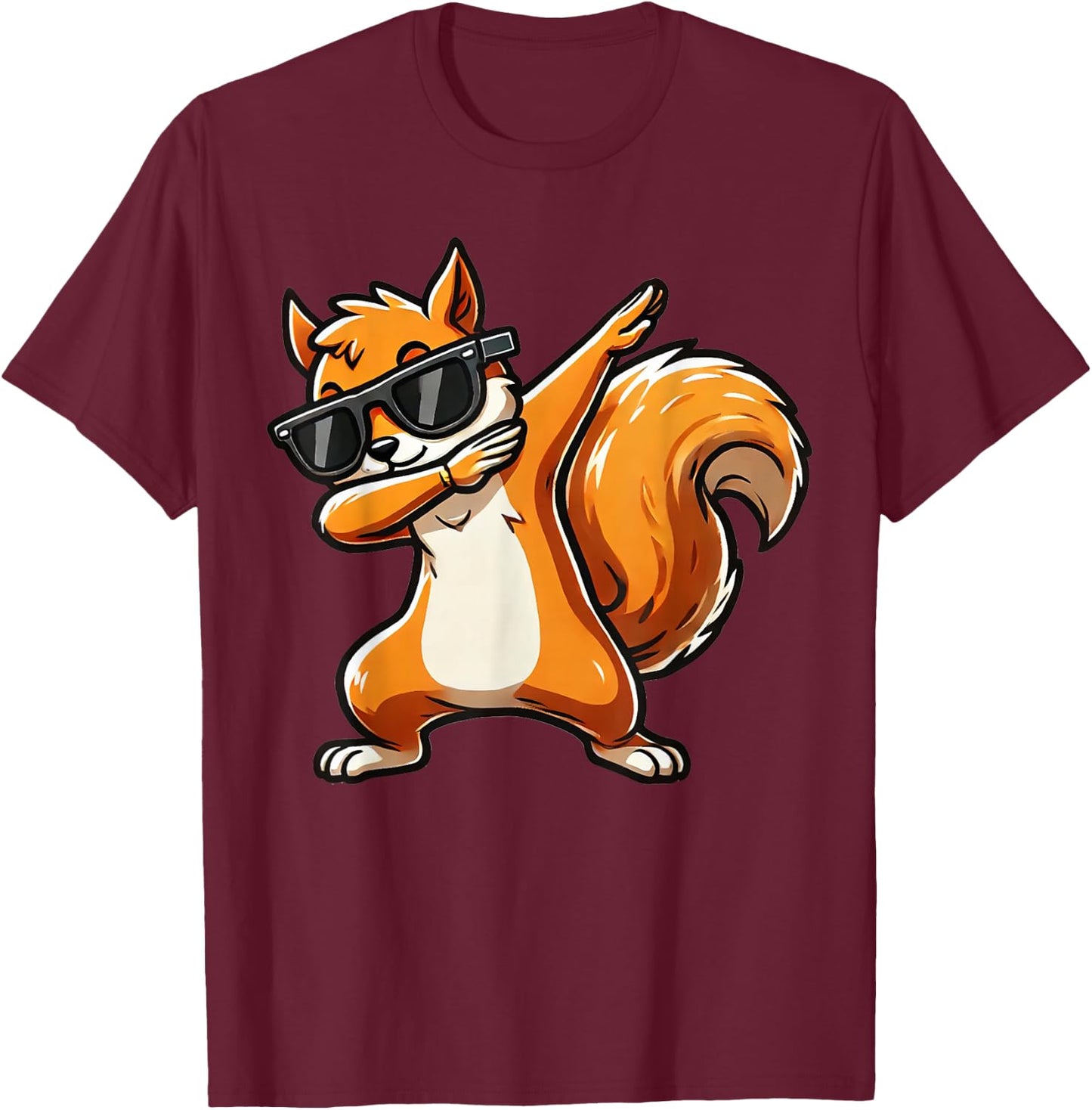 Dabbing Brown Squirrel | Funny Dabben Squirrel , black T-Shirt - T-Shirt | Maroon