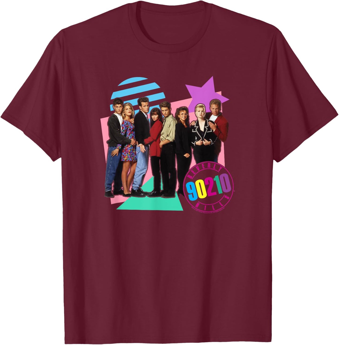 Beverly Hills 90210 Full Cast Group Poster , black T-Shirt - T-Shirt | Maroon