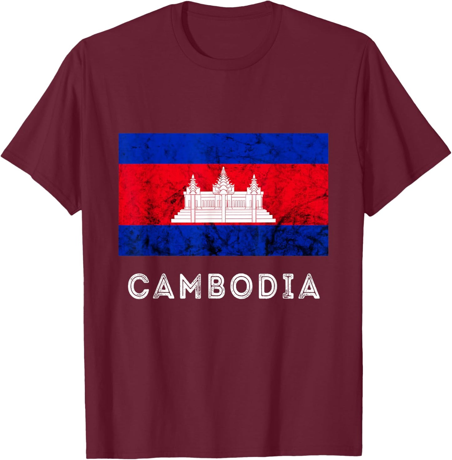 Cambodia Royal Palace Cambodian Flag Kampuchean Roots T-Shirt - T-Shirt | Maroon