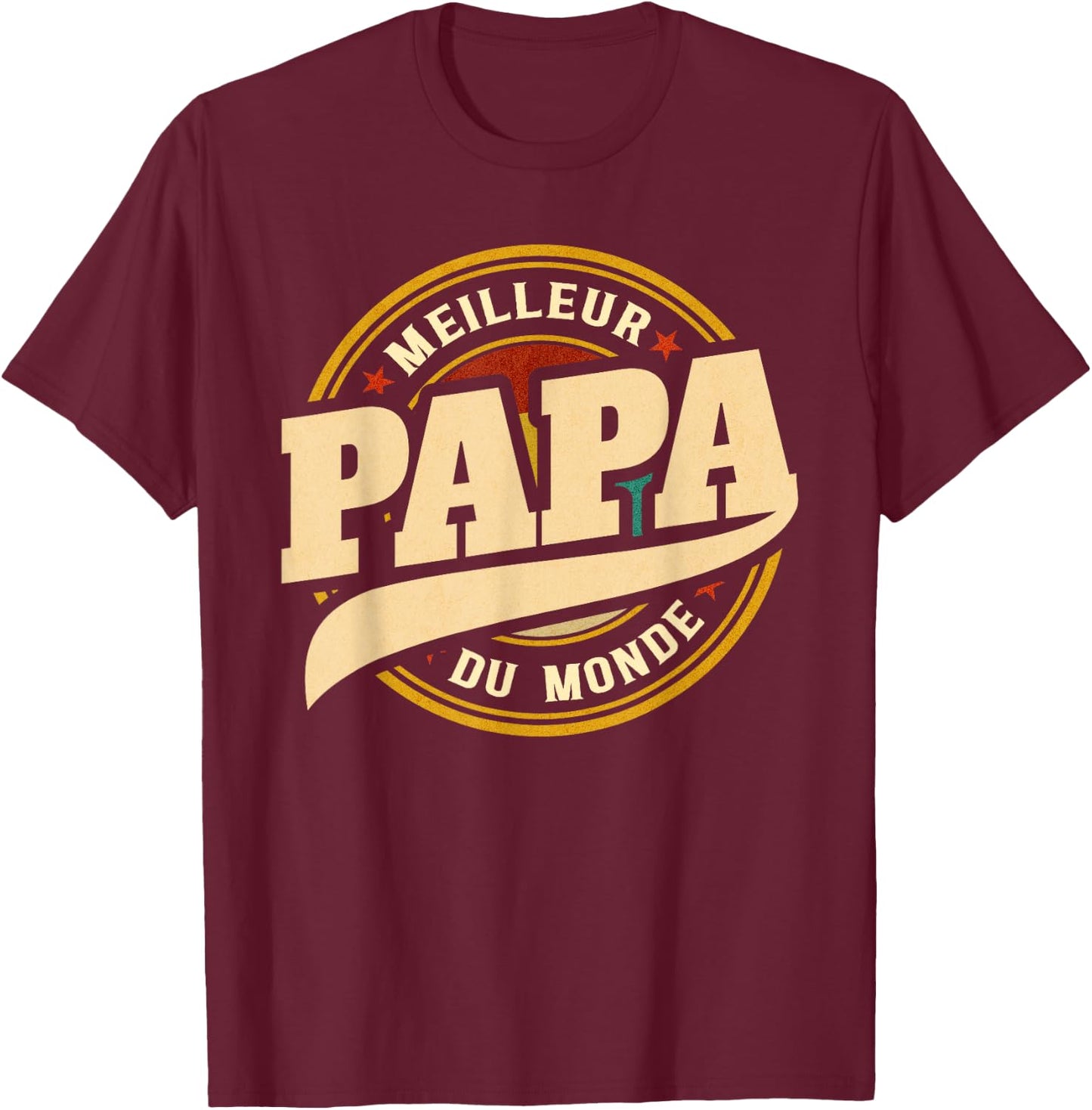 Father's Day Gift Vintage Best Dad In The World T-Shirt - T-Shirt | Maroon
