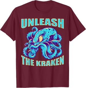 Kraken Sea Monster Vintage Unleash the Kraken Giant Kraken T-Shirt - T-Shirt | Maroon