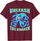 Kraken Sea Monster Vintage Unleash the Kraken Giant Kraken T-Shirt - T-Shirt | Maroon