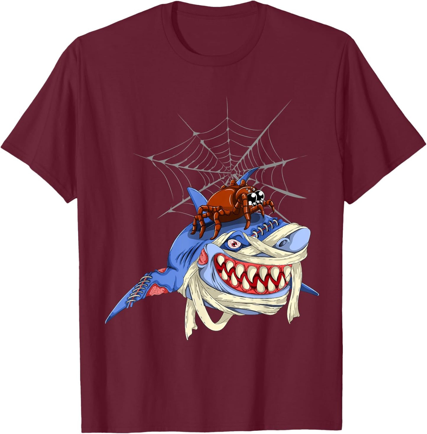 Halloween Spider Shark T-Shirt - T-Shirt | Maroon