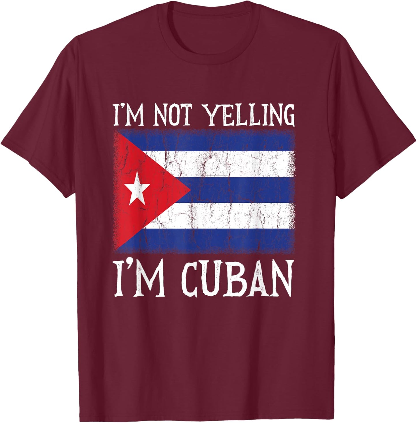 Funny I'm Not Yelling I'm Cuban Cuba Flag T-Shirt - T-Shirt | Maroon