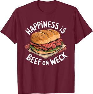 Beef on Weck - Iconic Sandwich Design for Food Lovers T-Shirt - T-Shirt | Maroon
