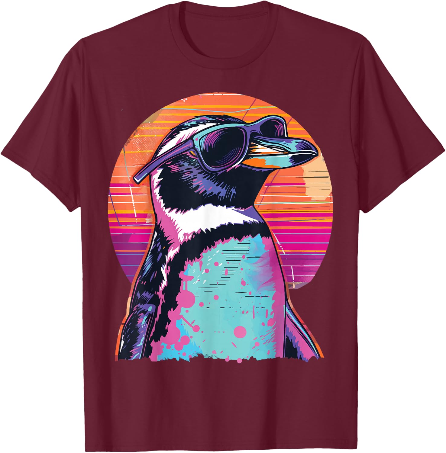 Penguin With Sunglasses T-Shirt - T-Shirt | Maroon