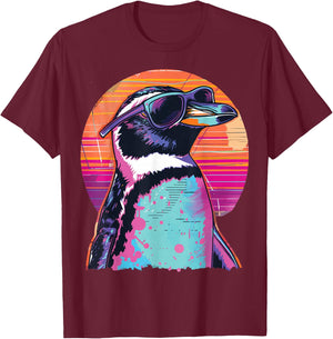 Penguin With Sunglasses T-Shirt - T-Shirt | Maroon