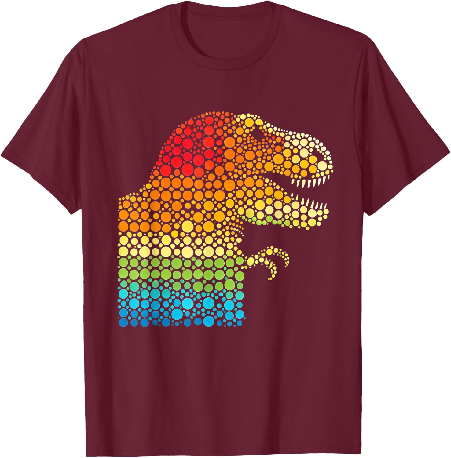 Colorful polka dots dinosaur t-rex for Dot day T-Shirt - T-Shirt | Maroon