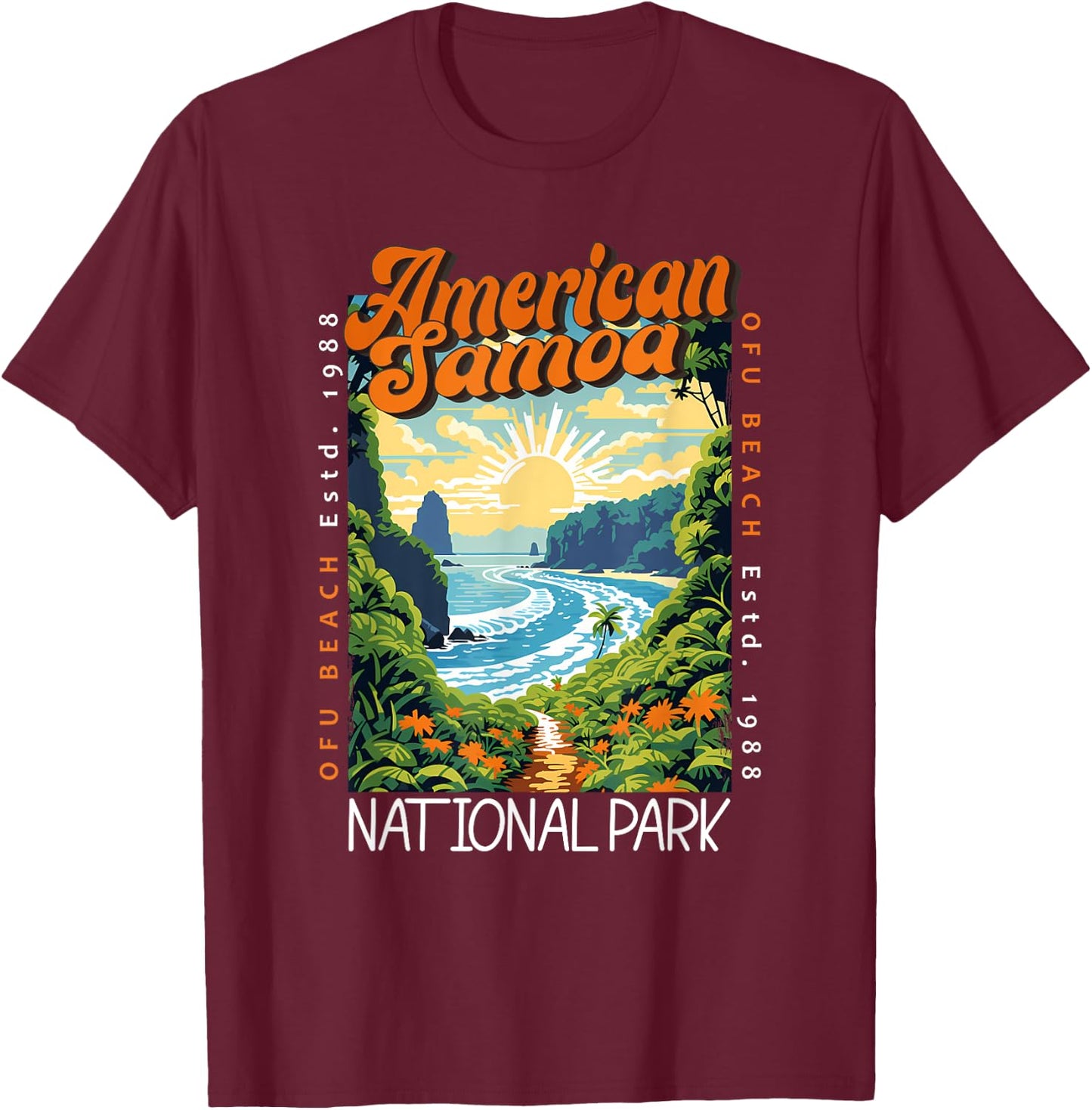 American Samoa National Park Retro Distressed Vintage T-Shirt - T-Shirt | Maroon