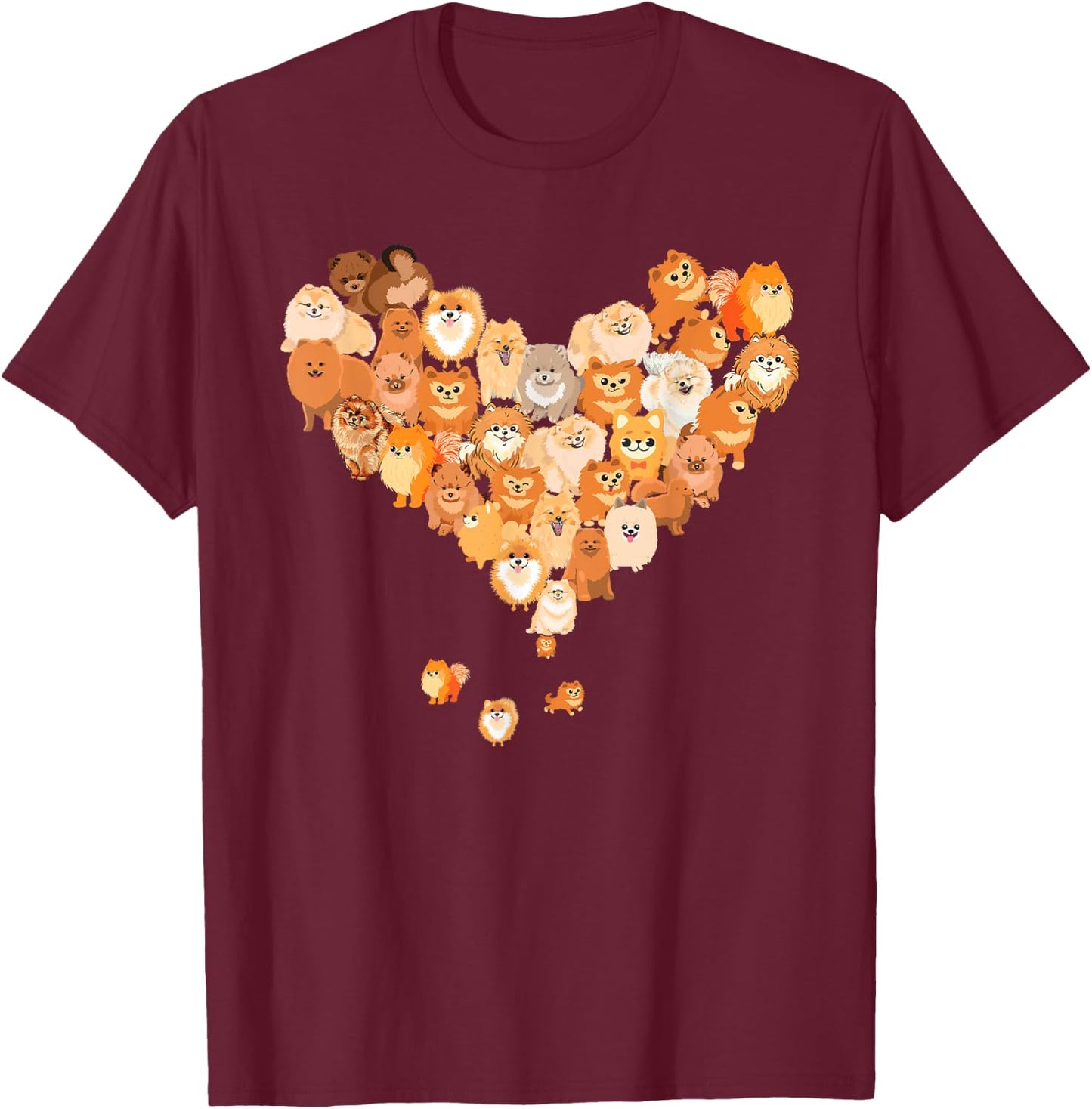 Pomeranian Heart Gift Dog Lover T-Shirt - T-Shirt | Maroon