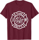 Fire Department Logo Firefighter Gear Fireman Badge T-Shirt - T-Shirt | Maroon