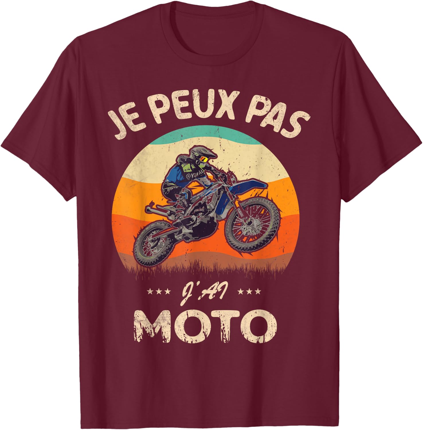 Je Peux Pas J'Ai Moto. Racing Motorcycles Biker Humour T-Shirt - T-Shirt | Maroon