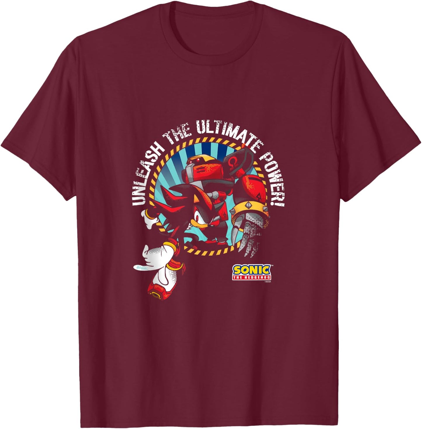 Sonic The Hedgehog Shadow & Omega Unleash The Ultimate Power T-Shirt - T-Shirt | Maroon