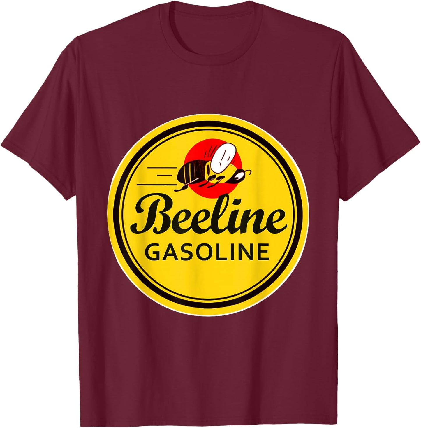Retro Vintage Gas Station Beeline Gasoline Motor Oil Sign T-Shirt - T-Shirt | Maroon