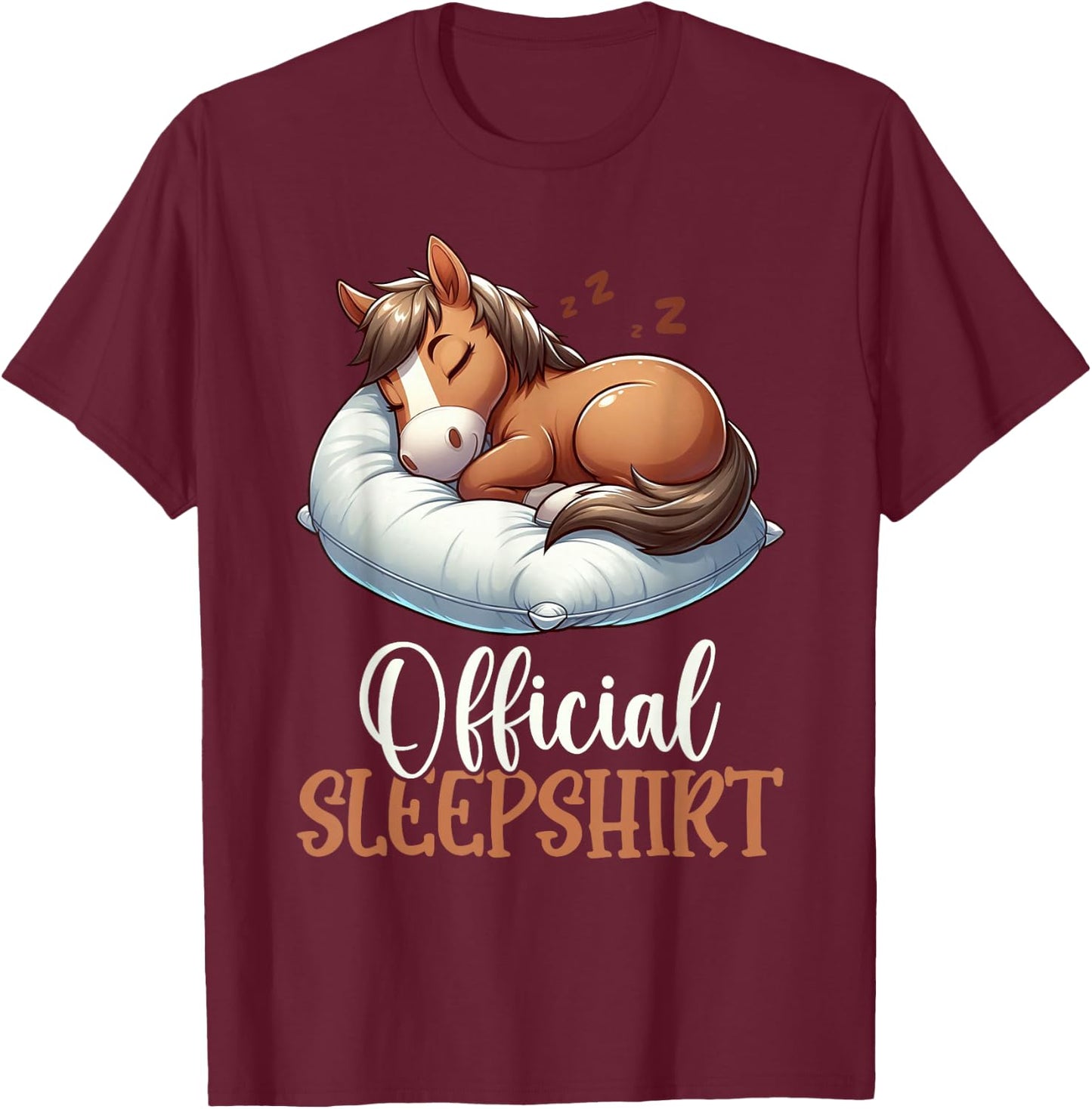 Official Horse Nap Pyjamas , Black, S T-Shirt - T-Shirt | Maroon