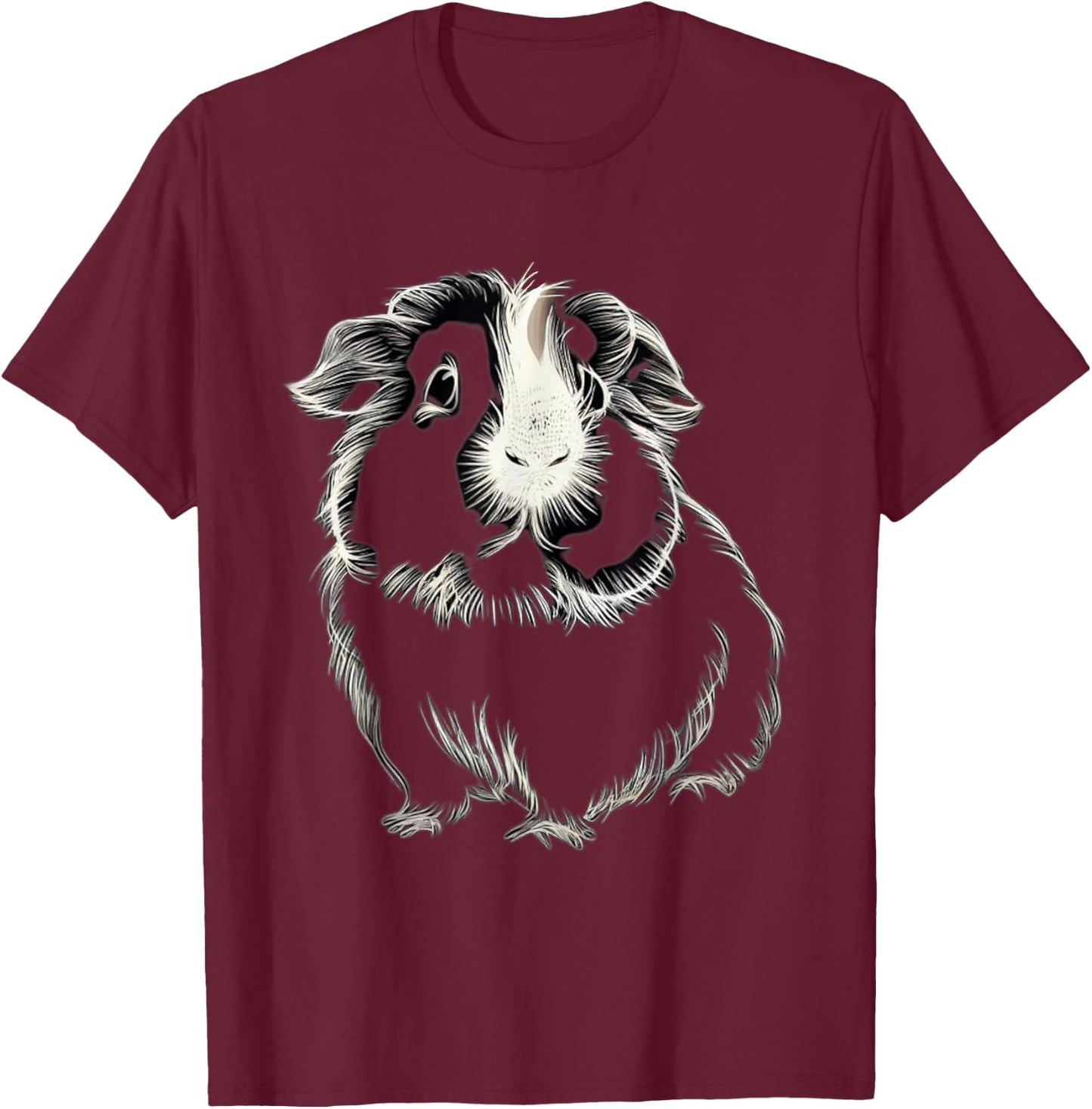 Adorable Meerschweinchen-Linienzeichnung, niedliches , black T-Shirt - T-Shirt | Maroon