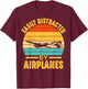 Easily Distracted By Airplanes Pilot Funny Aviation Men Boys T-Shirt - T-Shirt | Maroon