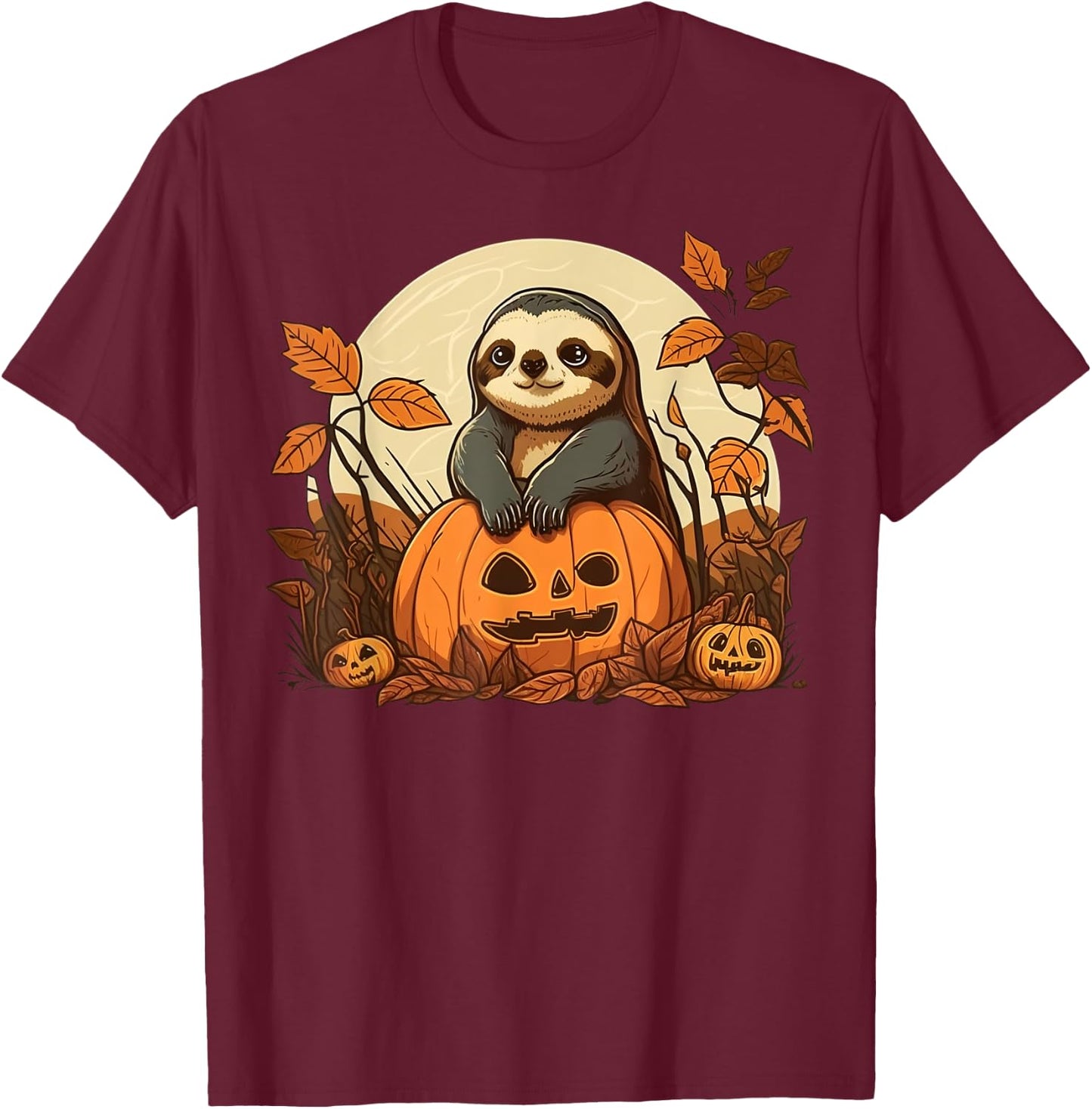 Pumpkin Sloth costume on Sloth Halloween T-Shirt - T-Shirt | Maroon