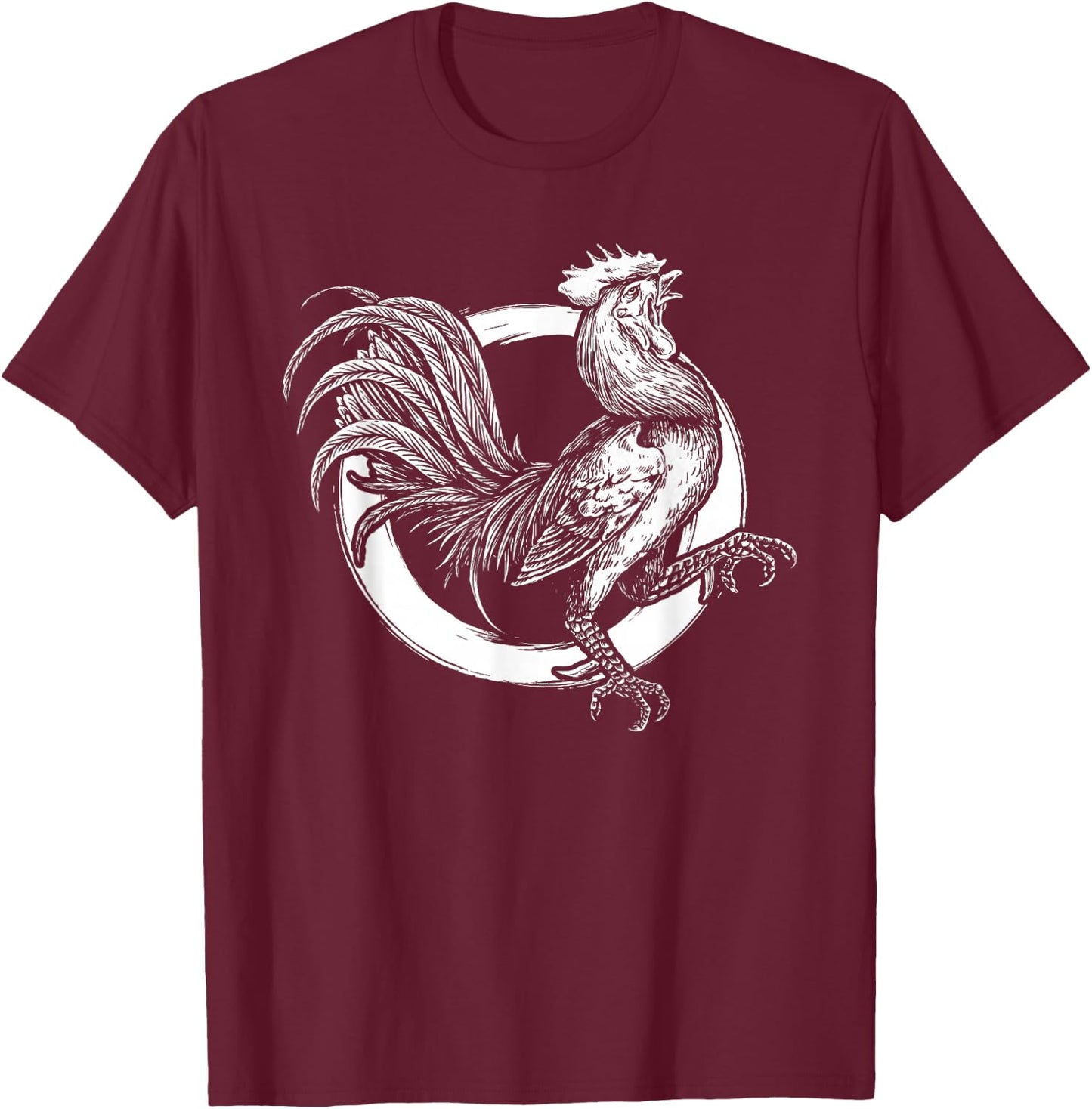 Red Rooster Chicken Cockfighting Fighting Cocks Cockerel T-Shirt - T-Shirt | Maroon