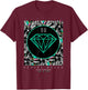 Venice Beach Diamond Color Floral Print T-Shirt - T-Shirt | Maroon