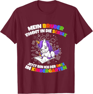 Children's with German Text "Mein Bruder Kommt In Die Schule Boss Im Nursery, black, 80 T-Shirt - T-Shirt | Maroon