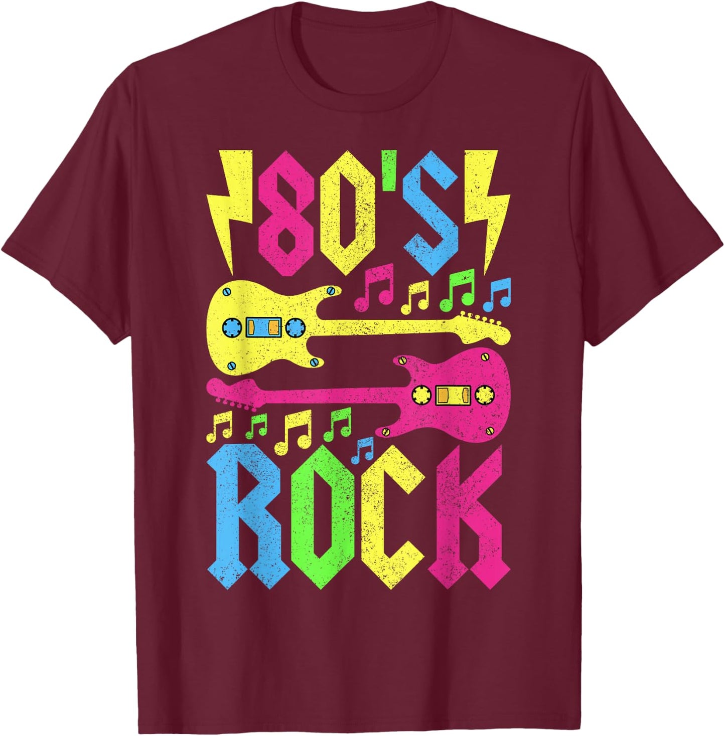 80s Rock Concert Outfit 1980s Fashion 80s Band Party Costume T-Shirt - T-Shirt | Maroon